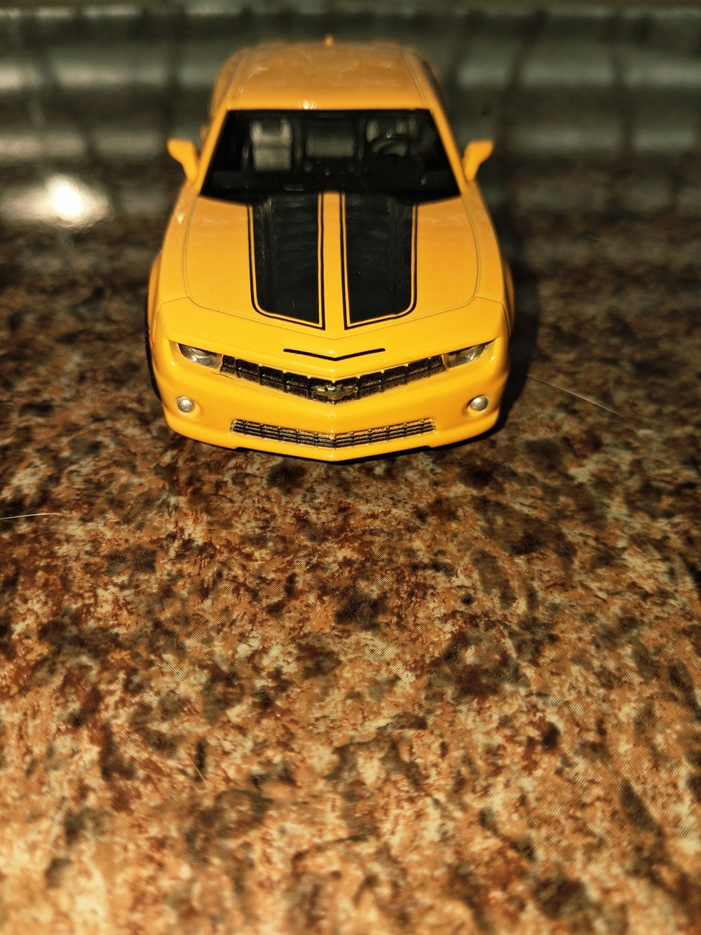 Chevrolet Yellow Muscle Car Toy with Black Racing Stripes - Kids Vehicles